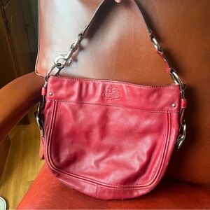 Coach Zoe Red Leather Shoulder Hobo Silver Hardware satchel Y2K cute trendy